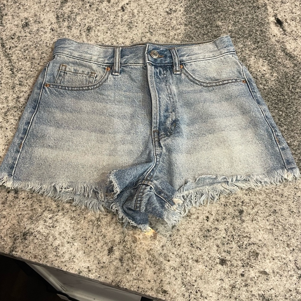 PacSun Light Blue Vintage high rise Frayed Jean Shorts